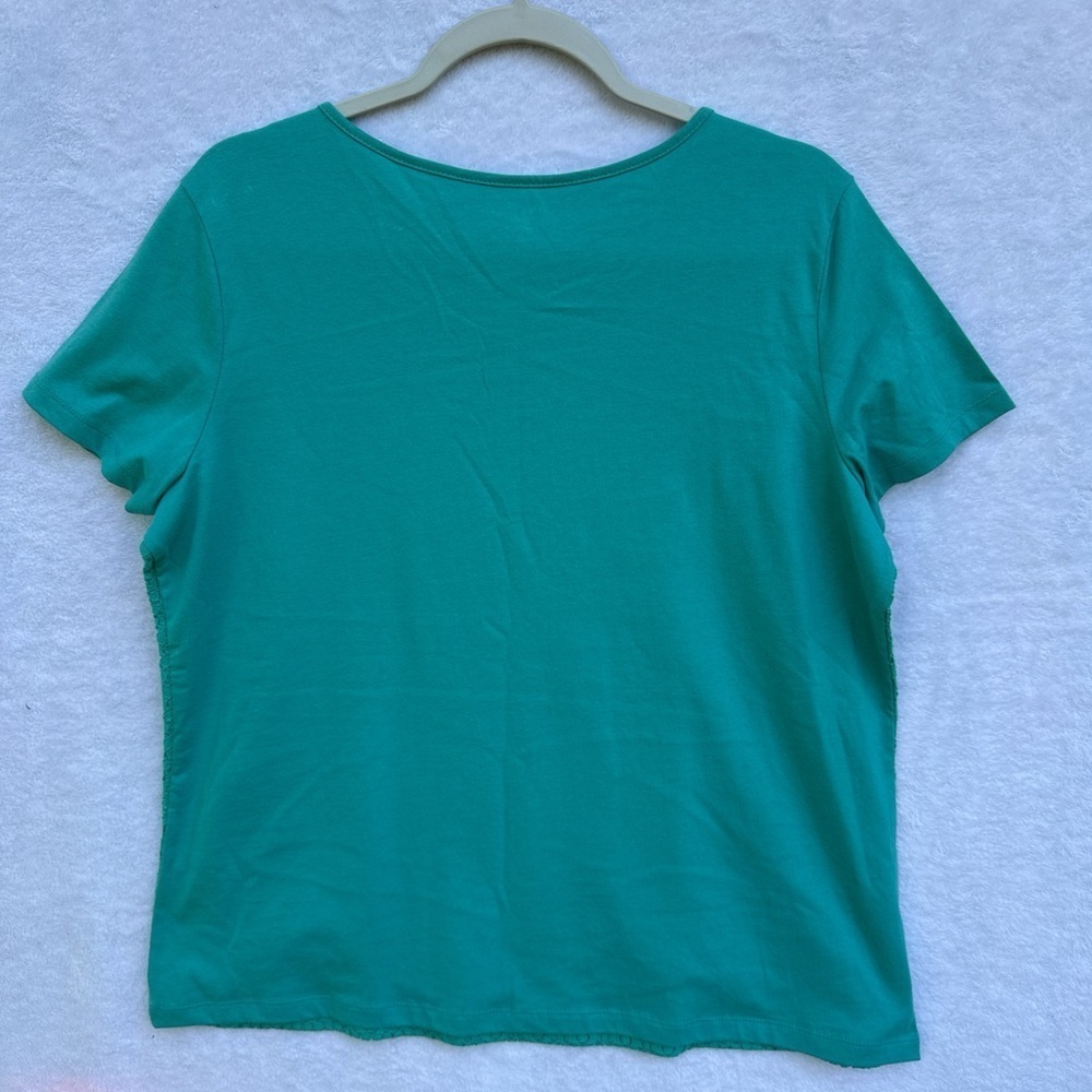 Laura Scott Teal Lace Short Sleeve Tee - Picture 5 of 8